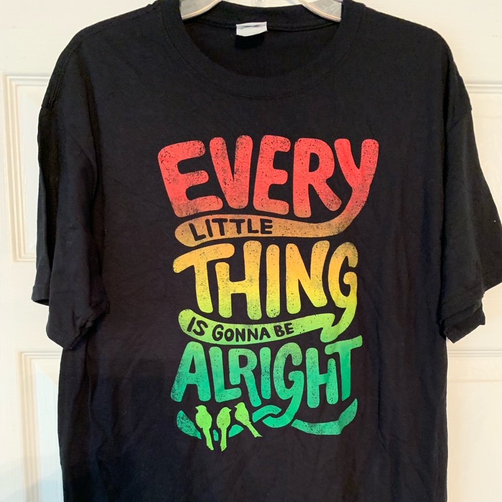 Bob Marley “Three Little Birds” lyrics t-shirt